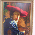 Jeune fille au chapeau rouge d'ap  Johannes Vermeer
