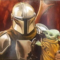  The Mandalorian et bébé Yoda (d'ap une photo du film) 15 M - 65 x 46