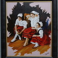   Danseuses basques d'ap. Ricardo Sanz huile sur lin 61 x 50 - 12 F