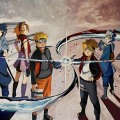  d'après Manga 'Naruto"  Huile 50 x 70 cm