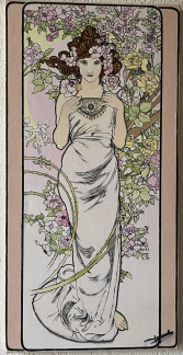  "Rose" d'ap. A. Mucha (1928) 80 x 40