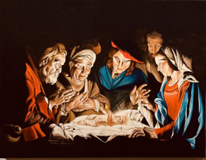 Adoration of the Christ Child/d’ap.M. Stormer  65 x 50