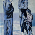  "Les pauvres au bord de la mer"  d 'ap. Picasso (1903) Huile 60 x 40 cm