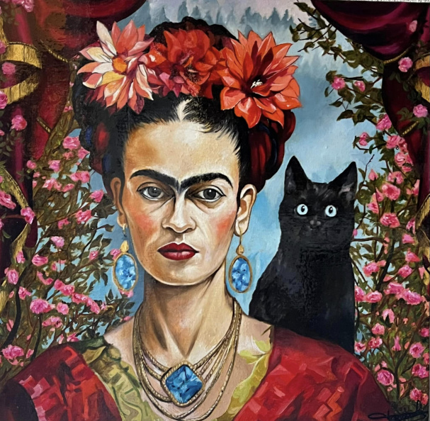 "Frida Khalo" d'ap. Mark Ashkenazi  huile sur toile de lin 40 x 40 