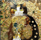  le Chat d'ap. Lana Gustavsson Huile or/40 x 40