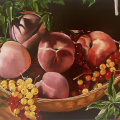  Pêches et groseilles 2024 huile sur lin 8 F - 46 x 33