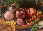 Pêches et groseilles 2024 huile sur lin 8 F - 46 x 33