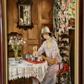  "Afternoon Tea" - d'ap. W H Margetson huile sur toile de lin 20P (73x54cm)